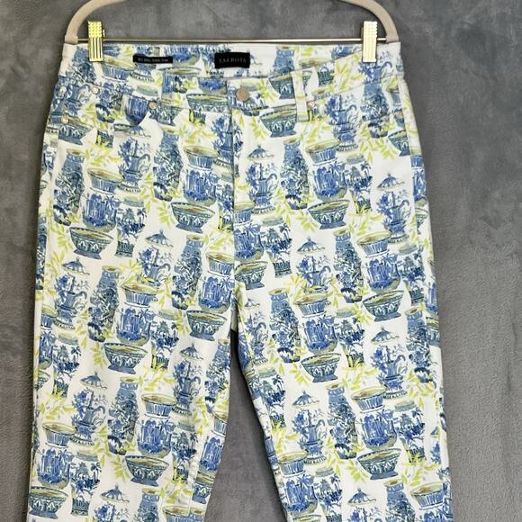 Talbots Jeans Womens Slim Ankle 10 Blue Green Watercolor Vases Pants Stretch++ - Picture 15 of 15